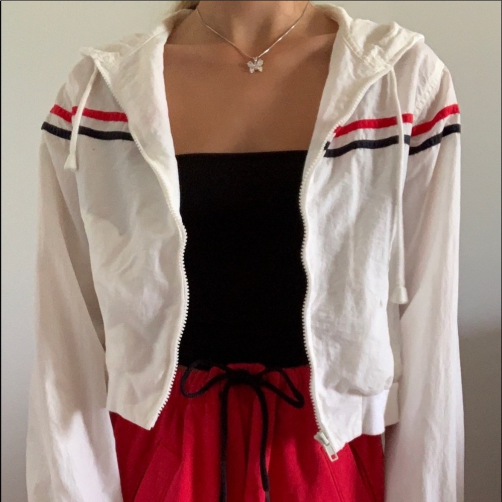 BRANDY MELVILLE J. GALT STRIPED WHITE ZIP UP RARE!